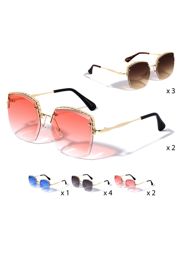 Download M10775 Butterfly Semi Rimless Sunglasses Riah Fashion