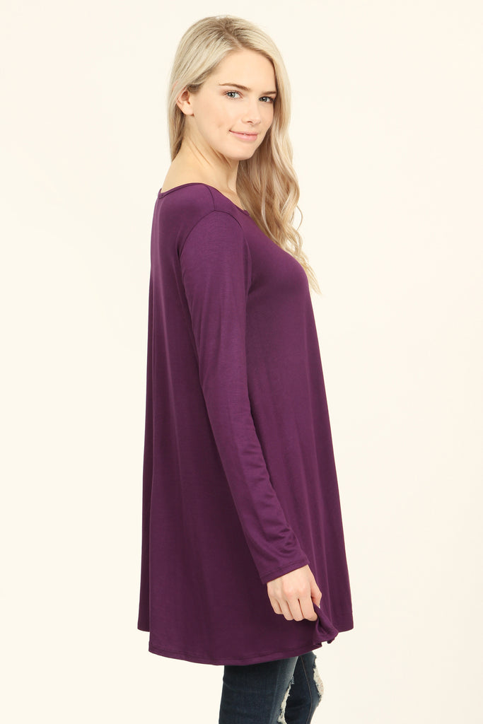 Long Sleeved Solid Tunic Top – Riah Fashion