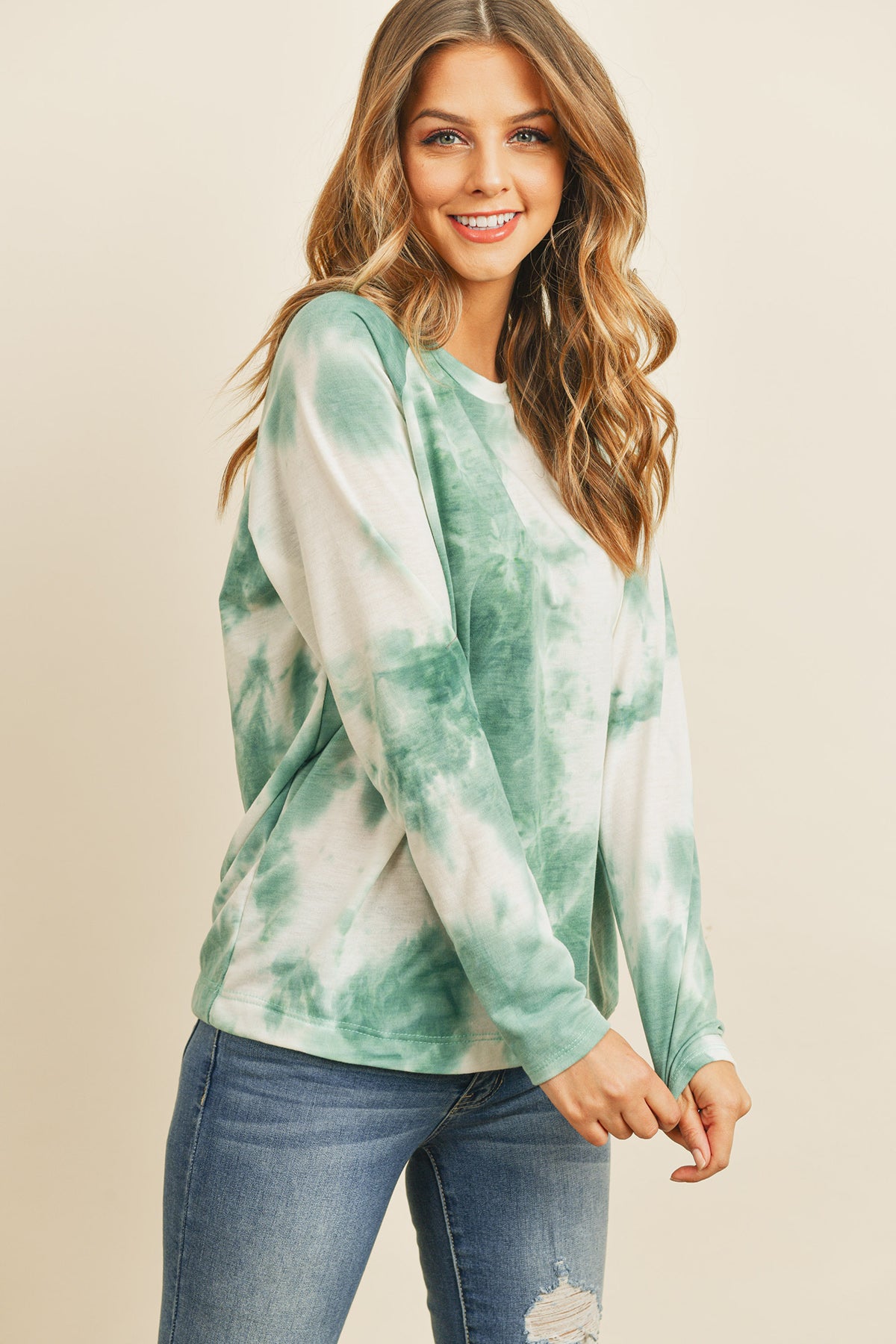 Tie Dye Round Neck Long Sleeved Top – Riah Fashion