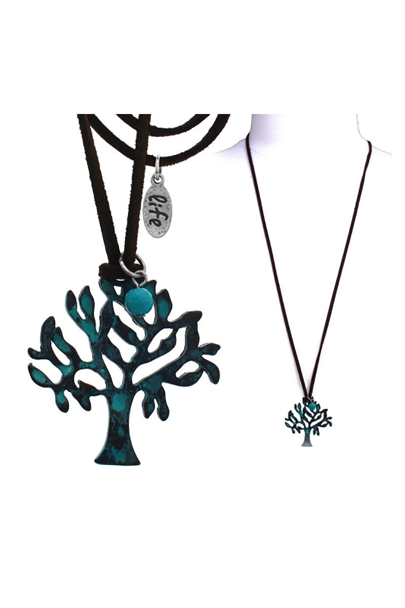 Tree Charm Suede Necklace