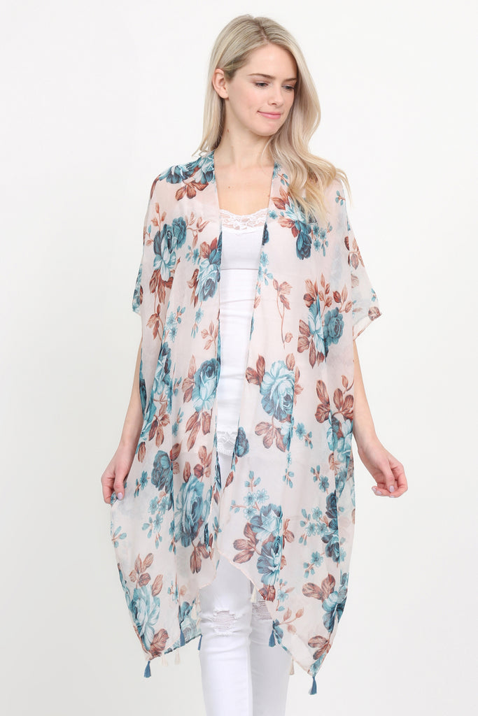 Open Front Knee Length Floral Cardigan – Riah Fashion