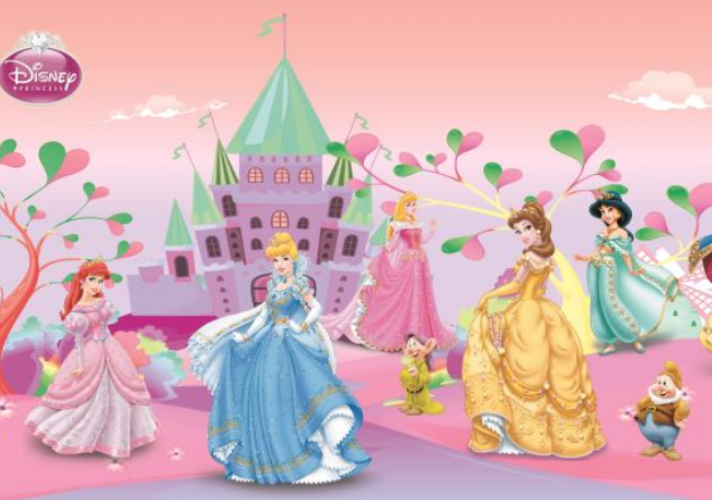 PVC Little Girls Disney princess bedroom wallpaper Size 57 Sq Ft