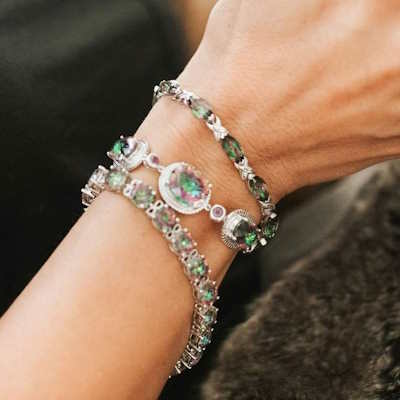 Layered gem bracelets