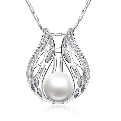 Angel Wing Necklace With Pearl