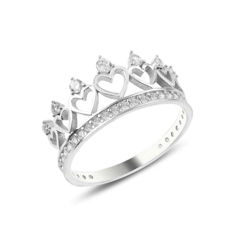 sterling silver ring for women with crowns pattern