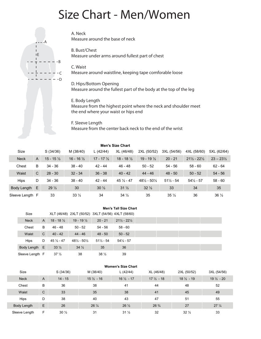 SIZE CHART – Antigua Apparel