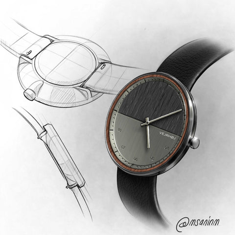 watch design wooden watch sketch