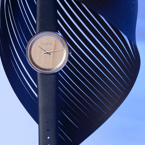 木の時計　折紙　青　腕時計　北欧デザイン