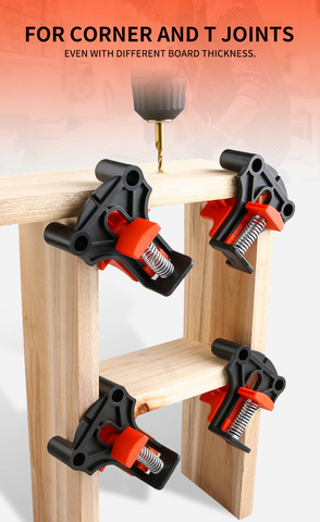 This clamp kit is perfect for corner and T-joints, even with different board thicknesses.