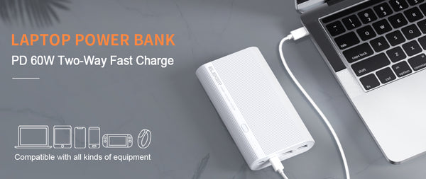 20100mAh Power Bank PD+QC with Fast-charging 105W Total Output White Type B+C+A+A Port
