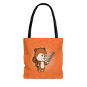 Squirrel holding a vibrating tuning fork - Orange Tote Bag - Something Woo