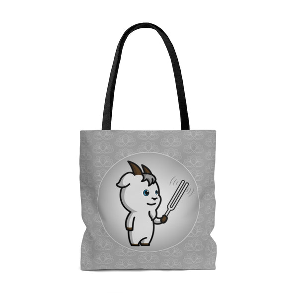 Goat holding a vibrating tuning fork - Grey Tote Bag - Something Woo