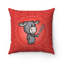 Moose holding a vibrating tuning fork - Red Faux Suede Pillow - Something Woo