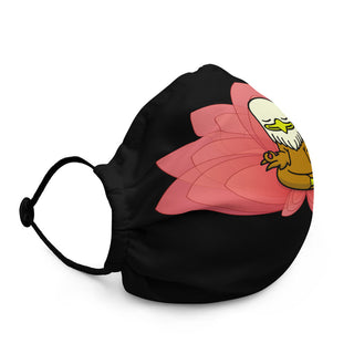 Eagle meditating on a red lotus flower - Black Pleated Face Mask - Something Woo