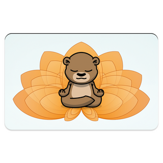 Bear meditating on an orange lotus flower - Placemat - Something Woo