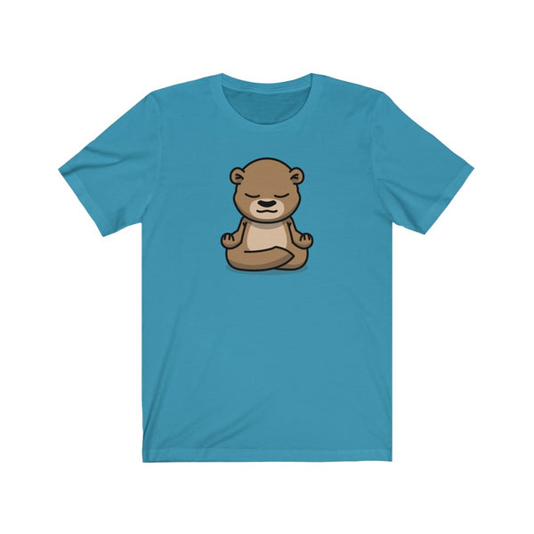 Bear meditating in lotus pose - Unisex T-Shirt - Double sided - Something Woo