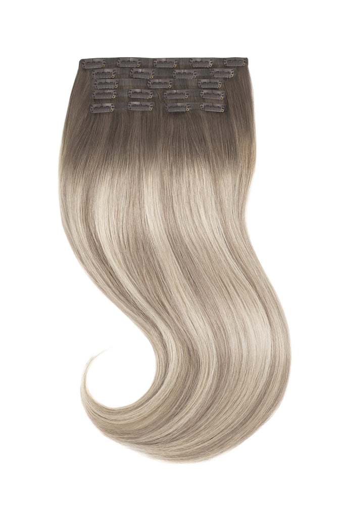 Rooted Cream Beige Balayage Silver Grey 60a Labeld X Clip In Hair Exte Labeld X