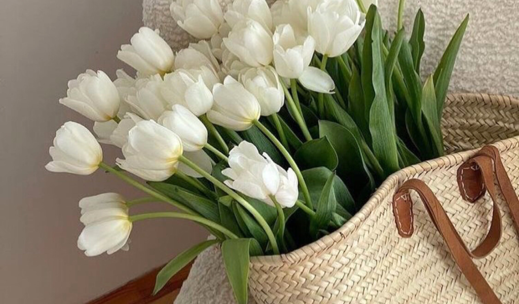 how to love your home even if it's not perfect. practice gratitude. fresh white tulip flowers.