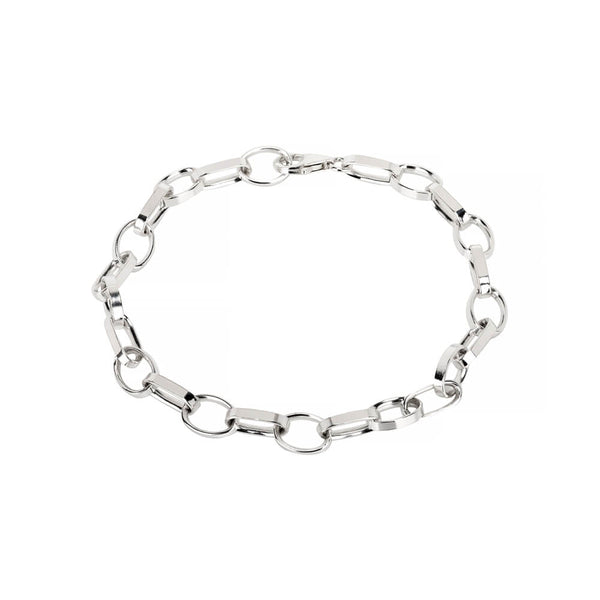 Stunning Matte Metal Chunky Cable Chain Bracelet, 7.5+2 Extender Silver