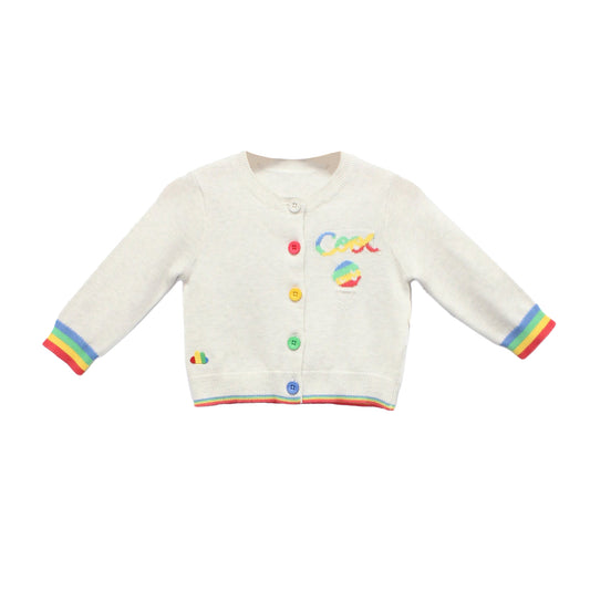 童裝字母系列彩虹鈕扣長袖有機棉外套