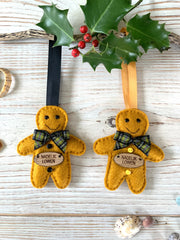 Handmade Cornish Gingerbread Men Christmas Decorations