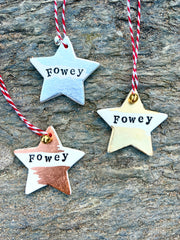Fowey Gold Silver Silver Leaf Star Decorations