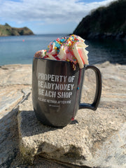 a hot chocolate with cream and sprinkles at Readymoney Cove