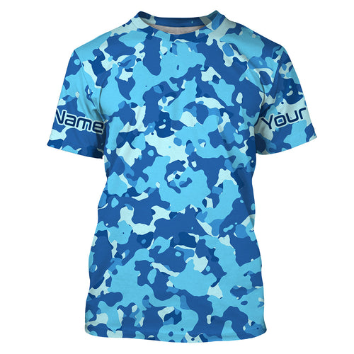 Blue camo Custom UV performance Fishing T Shirts, personalized Fishing –  FishingAmz
