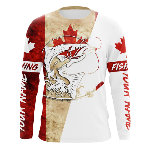 Canada Flag Musky Fishing Custom long sleeve performance Fishing