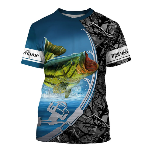 Bass Fishing gray camo Custom Fishing T Shirts, Largemouth Bass tourna –  FishingAmz