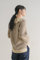 volume sleeve polo neck knit