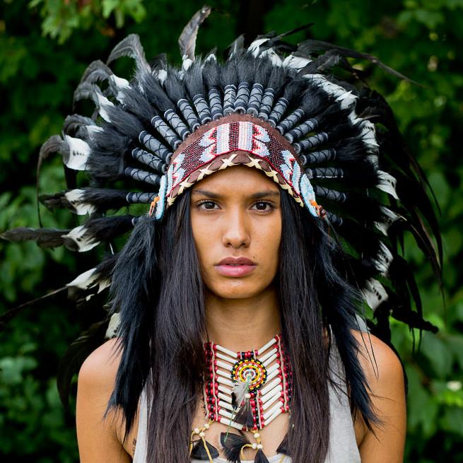 White-Black American Indian Headdress - 95cm – Indian Headdress - Novum ...