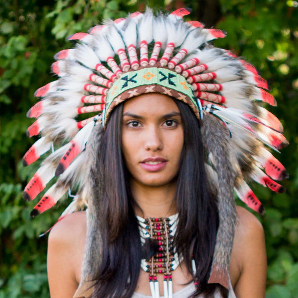 Red Tips Chief Headdress - 65cm - Indian Headdress - Novum Crafts