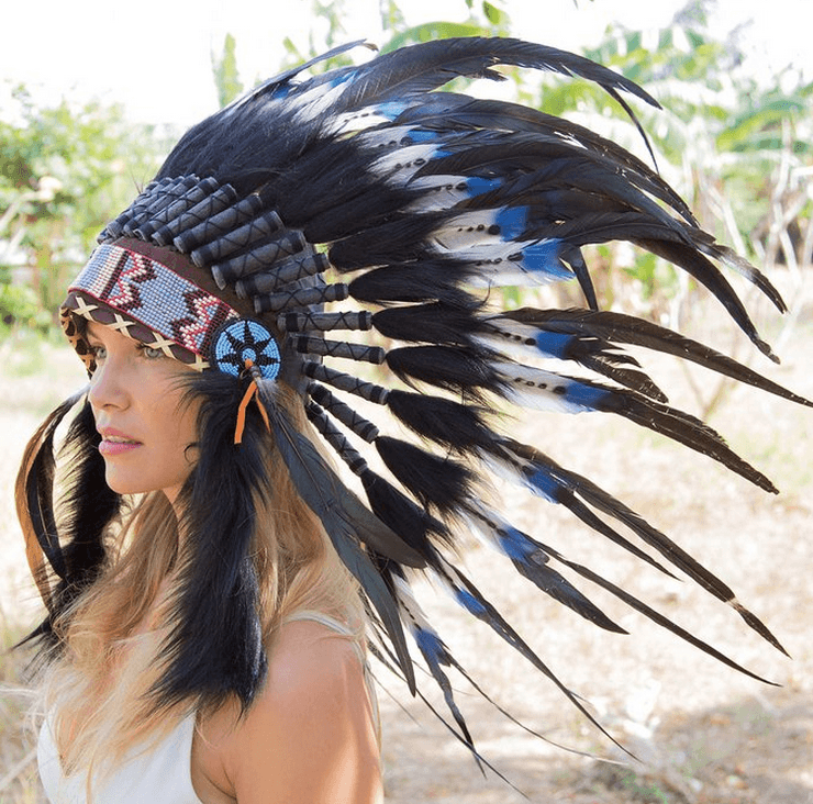 Blue Tips Native American Headdress - 75cm - Indian Headdress - Novum ...