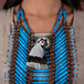 Long Blue Breastplate With Feathers