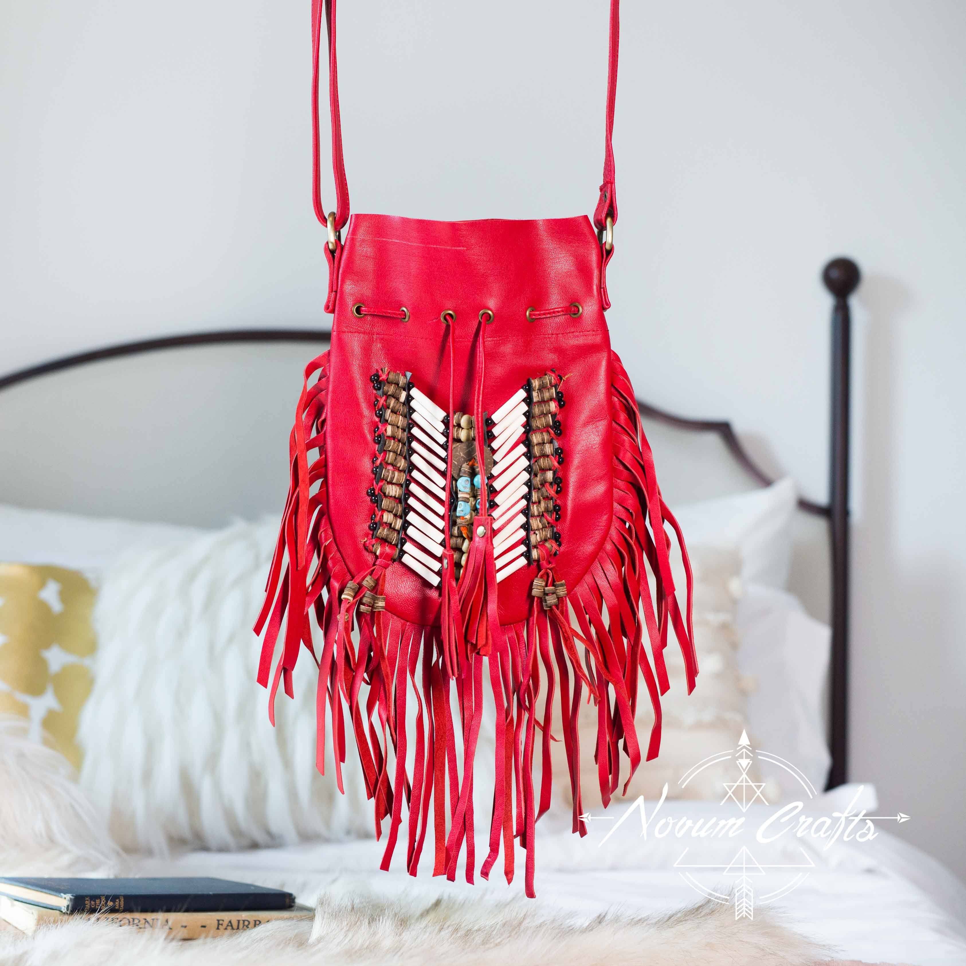 Red Leather Fringe Purse with Braided Strap - American Darling – Cashmere &  Champagne
