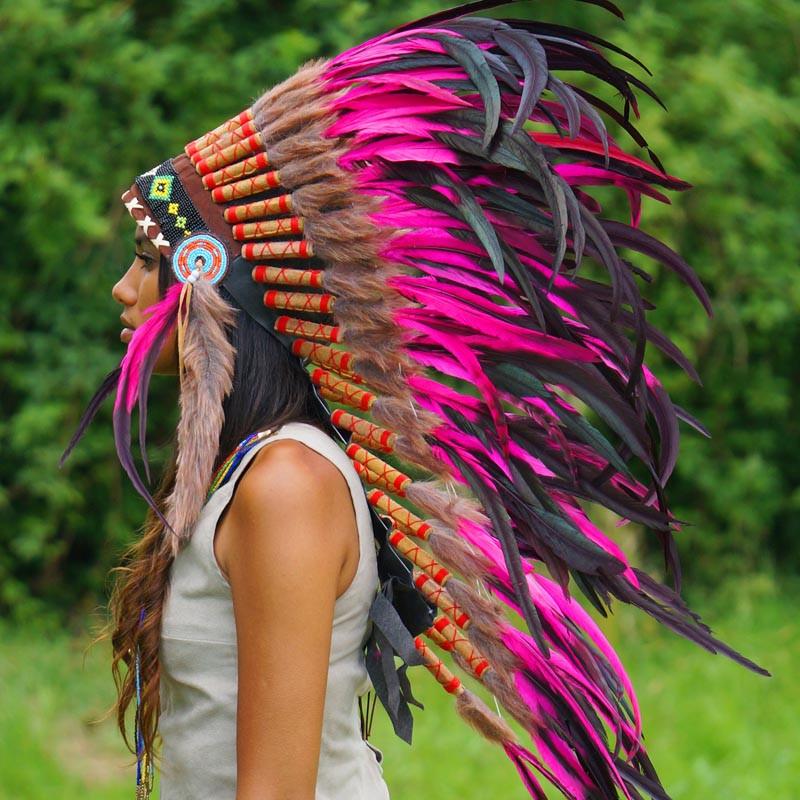 Hot Pink Indian Headdress 95cm Indian Headdress Novum Crafts