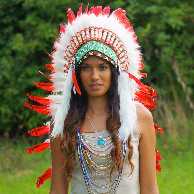 Red Indian Headdress - 90cm – Indian Headdress - Novum Crafts