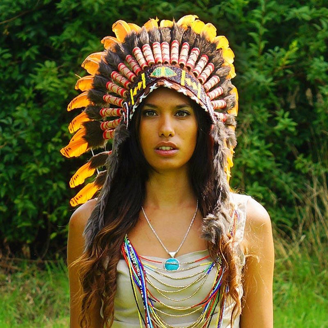 Orange Indian Headdress - 90cm – Indian Headdress - Novum Crafts