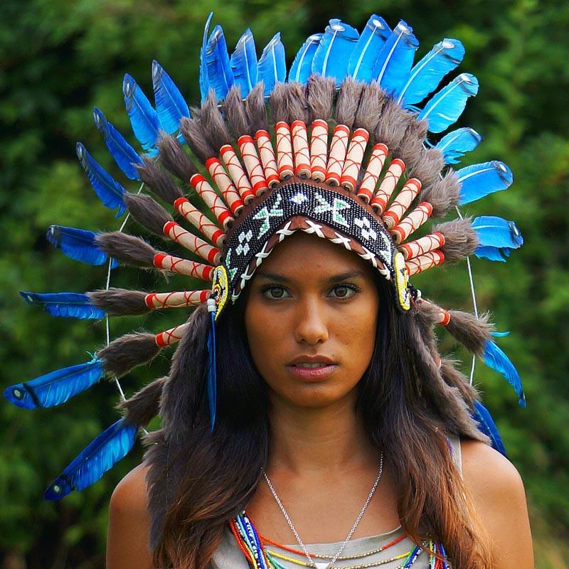 Royal Blue Chief Headdress - 65cm – Indian Headdress - Novum Crafts