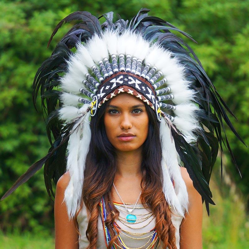 Black Native American Headdress - 75cm - Indian Headdress - Novum Crafts