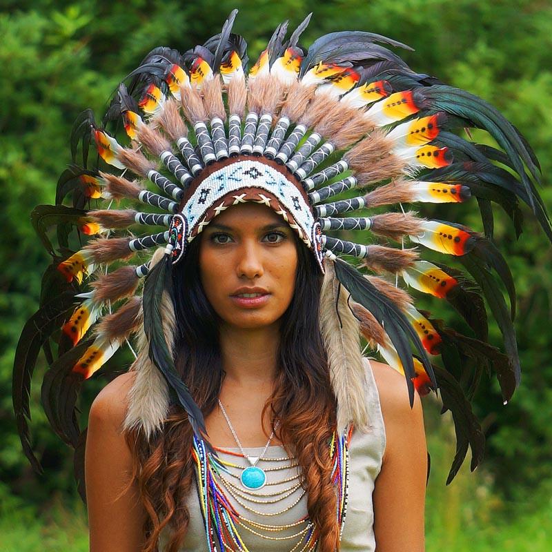 Rasta Style Native American Headdress - 75cm – Indian Headdress - Novum ...