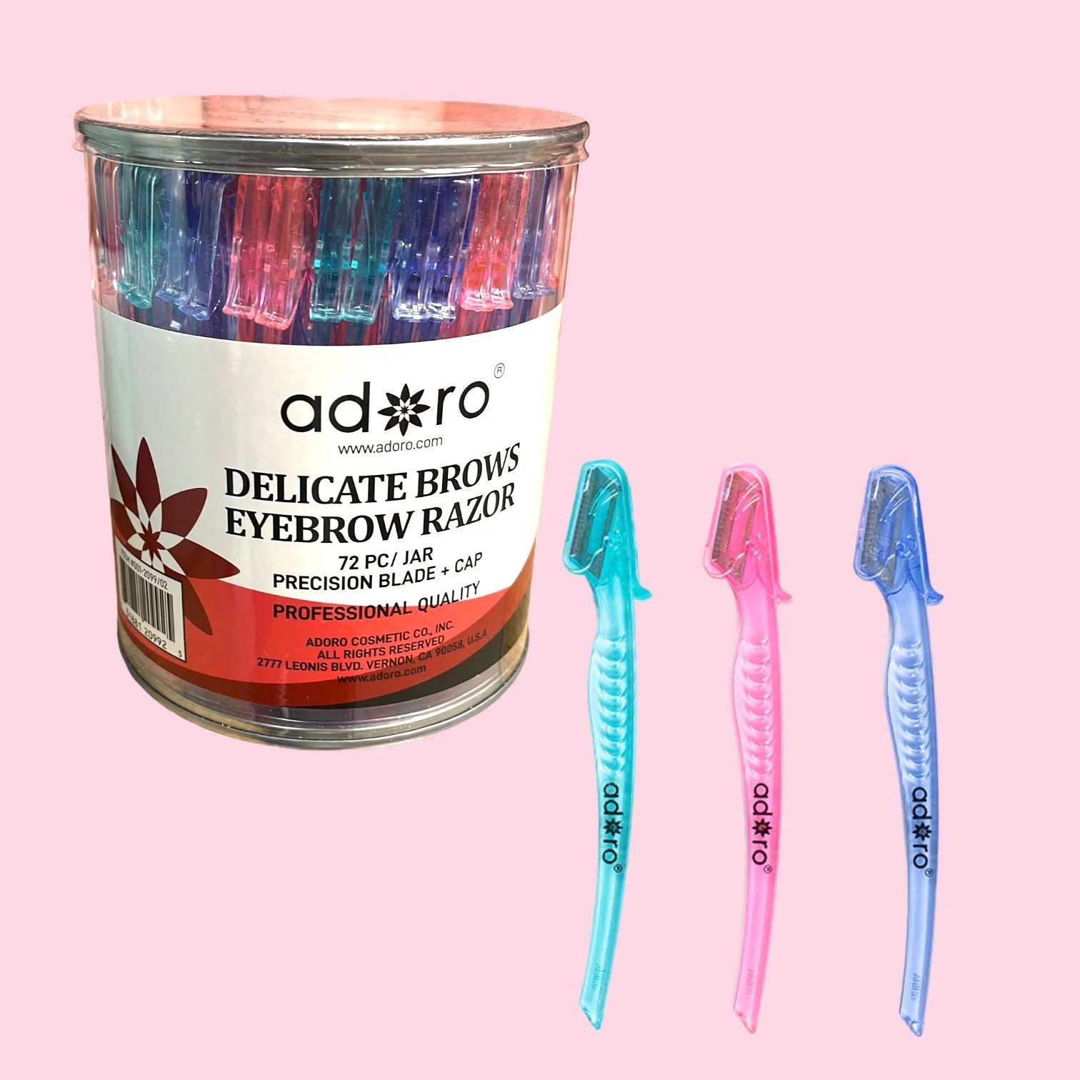 ADORO PROFESSIONAL- DELICATE EYEBROW RAZOR- 72PCS JAR