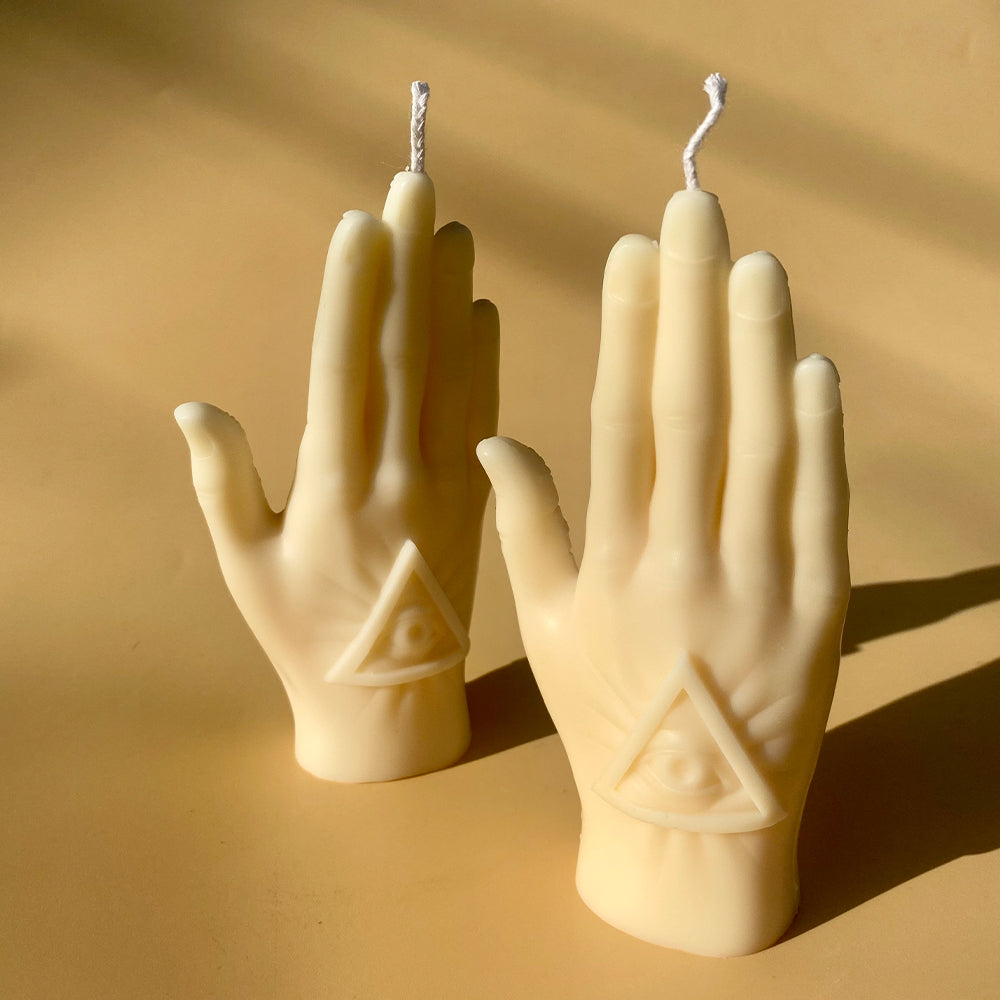 Palmistry Hand Candle - White