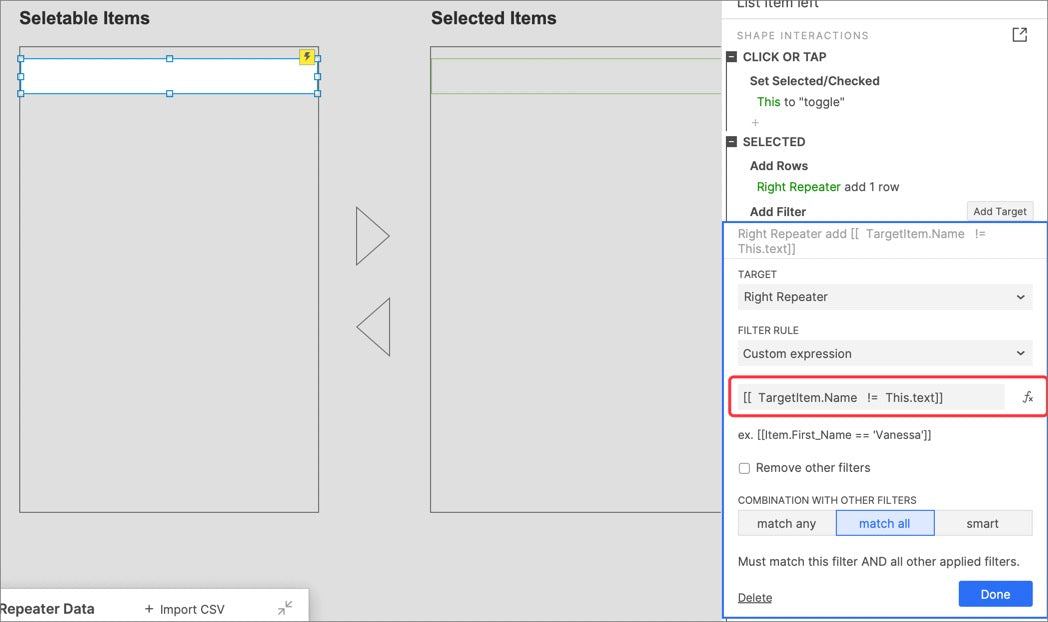 add Right column filter