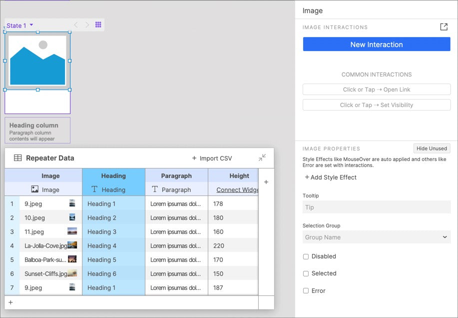 Create a dynamic panel for the image