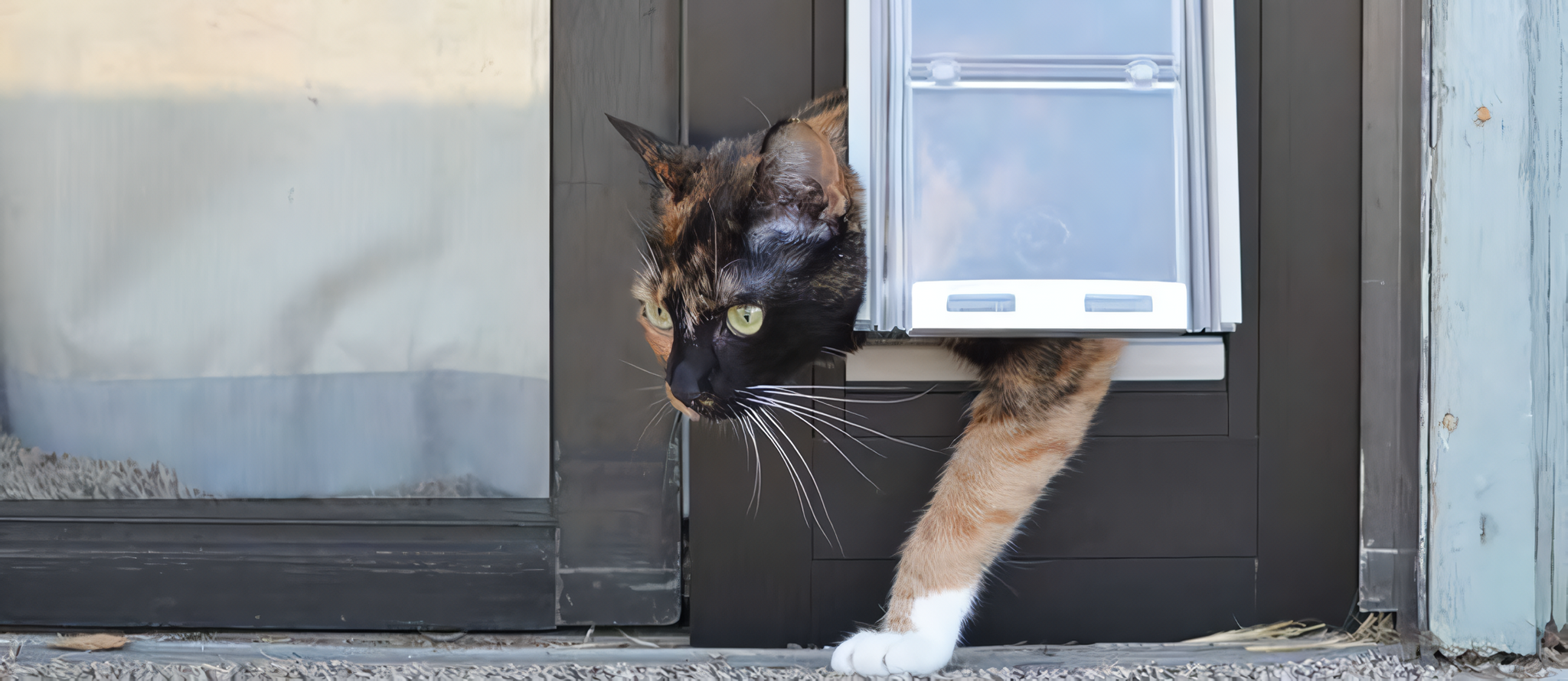 cat going through endura flap vinyl cat door for sliding glass doors