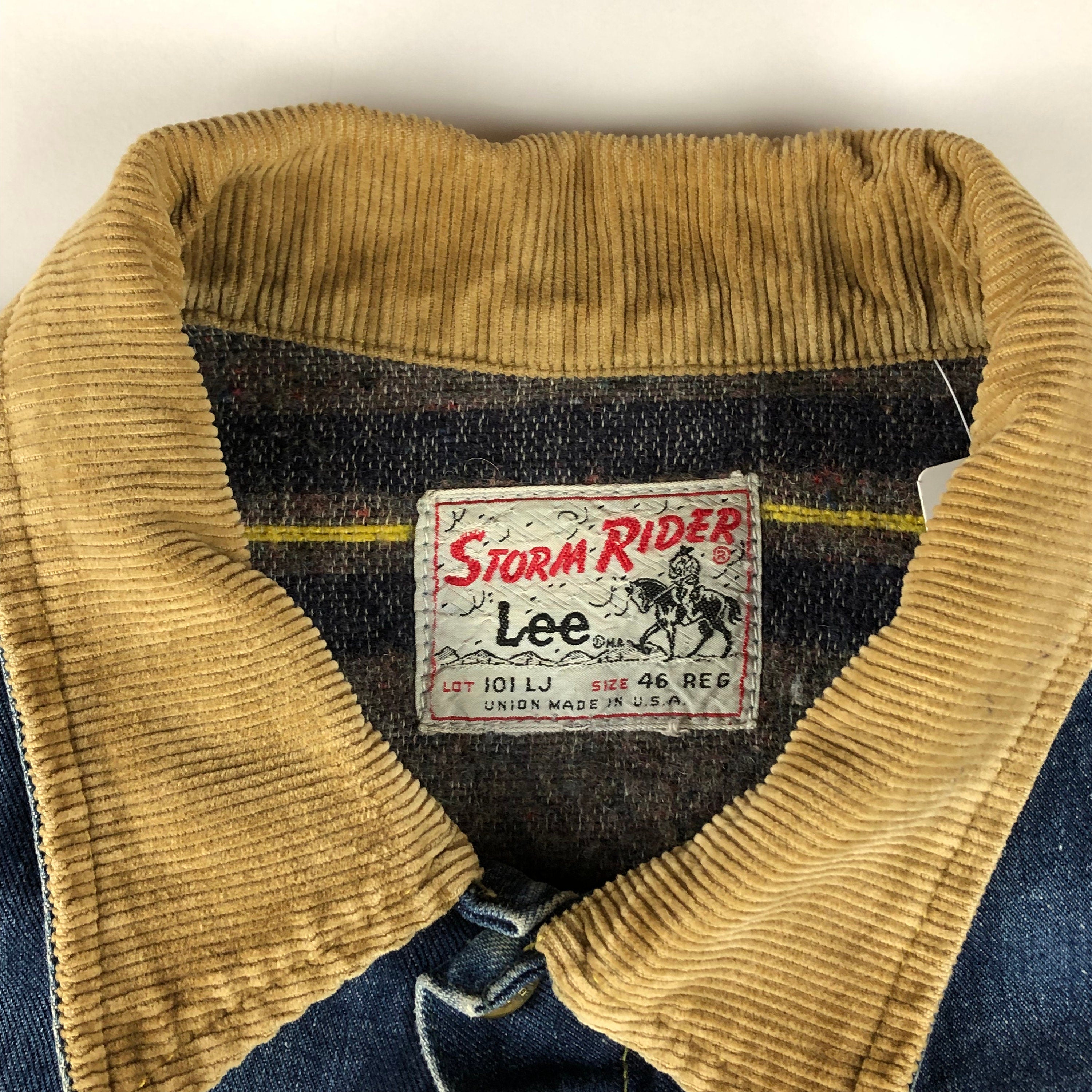 1960s Union Made Blanket Lined Lee 101LJ Storm Rider Denim Jacket Made in  USA Size L/XL