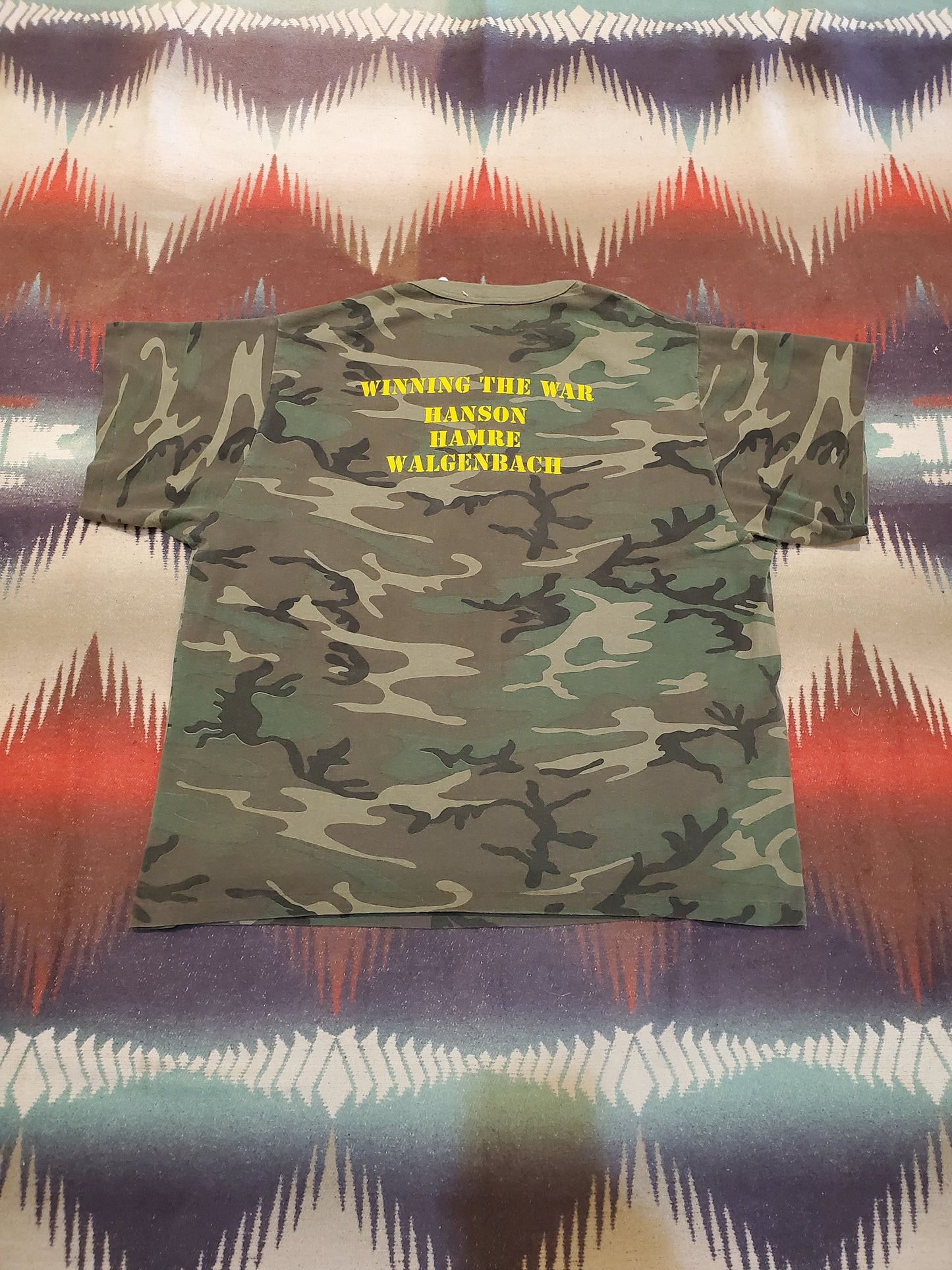 1980s/1990s 4077 Dryden Winning the War Woodland Camo T-Shirt Size L/XL