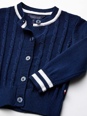 Chaleco Tommy Hilfiger Sweater Bebé Niña Azul Trenzado